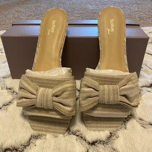 Botkier
Marilyn Striped Linen Bow Slide Sandals